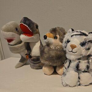 Wild Republic Plush Animal Set - Shark, Wolf, Tiger - Multicolor